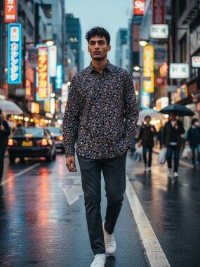 SILVER STONE Collection Modern Fit Men's Long Sleeve Button Down Shirt M floral